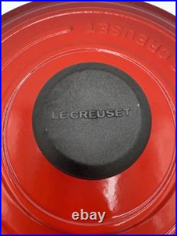 Le Creuset Signature Cast Iron Dutch Oven 4.5 Quart Cherry Red/ Lid #24 NEW