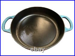 Le Creuset Signature Cast Iron Everyday 11 Pan Caribbean Teal NEW (Damage Box)