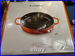 Le Creuset Signature Cast Iron Everyday 11 Pan Caribbean Teal NEW (Damage Box)