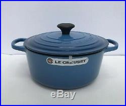 Le Creuset Signature Cast-Iron Round Dutch Oven Marseille Blue NEW, 5 1/2 Qt