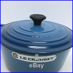 Le Creuset Signature Cast-Iron Round Dutch Oven Marseille Blue NEW, 5 1/2 Qt