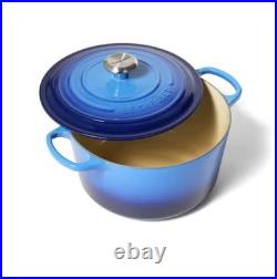 Le Creuset Signature Deep Round Dutch Oven Enameled Cast Iron 6.5qt Azure Blue
