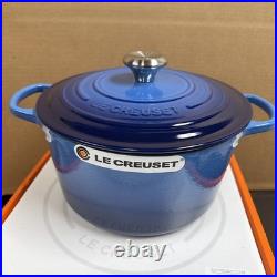 Le Creuset Signature Deep Round Dutch Oven Enameled Cast Iron 6.5qt Azure Blue