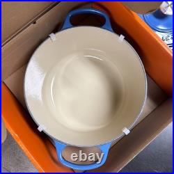 Le Creuset Signature Deep Round Dutch Oven Enameled Cast Iron 6.5qt Azure Blue