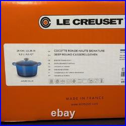Le Creuset Signature Deep Round Dutch Oven Enameled Cast Iron 6.5qt Azure Blue