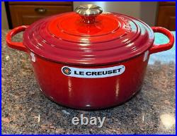 Le Creuset Signature Enamel Cast Iron No. 26 Cerise Dutch Oven with Lid, 5.5 Qt