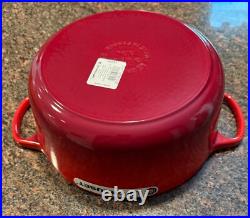 Le Creuset Signature Enamel Cast Iron No. 26 Cerise Dutch Oven with Lid, 5.5 Qt