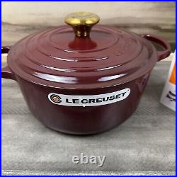 Le Creuset Signature Enameled Cast Iron Round Dutch Oven 4 1/2-Qt Rhone Read OB