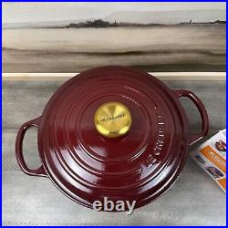 Le Creuset Signature Enameled Cast Iron Round Dutch Oven 4 1/2-Qt Rhone Read OB