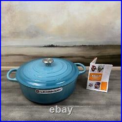 Le Creuset Signature Enameled Cast Iron Round Wide Dutch Oven 6 3/4-Qt Caribbean