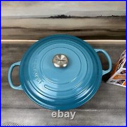 Le Creuset Signature Enameled Cast Iron Round Wide Dutch Oven 6 3/4-Qt Caribbean