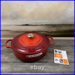 Le Creuset Signature Enameled Cast Iron Round Wide Dutch Oven 6 3/4-Qt. Red Read