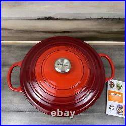 Le Creuset Signature Enameled Cast Iron Round Wide Dutch Oven 6 3/4-Qt. Red Read