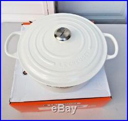 Le Creuset Signature Round Cast Iron Casserole Oven Shiny White 9 Quart NIB