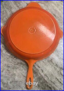 Le Creuset Skillet 12 #30 Cast Iron Double Spout Fry Pan France Orange Red R36