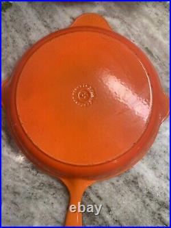 Le Creuset Skillet 12 #30 Cast Iron Double Spout Fry Pan France Orange Red R36