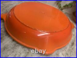 Le Creuset Skillet 12 #30 Cast Iron Double Spout Fry Pan France Orange Red R36