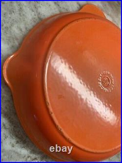 Le Creuset Skillet 12 #30 Cast Iron Double Spout Fry Pan France Orange Red R36