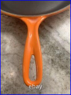 Le Creuset Skillet 12 #30 Cast Iron Double Spout Fry Pan France Orange Red R36