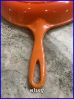 Le Creuset Skillet 12 #30 Cast Iron Double Spout Fry Pan France Orange Red R36