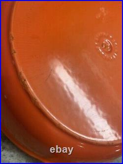 Le Creuset Skillet 12 #30 Cast Iron Double Spout Fry Pan France Orange Red R36