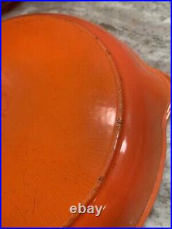 Le Creuset Skillet 12 #30 Cast Iron Double Spout Fry Pan France Orange Red R36