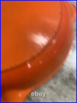 Le Creuset Skillet 12 #30 Cast Iron Double Spout Fry Pan France Orange Red R36