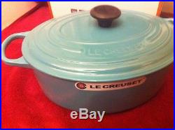 Le Creuset Turquoise Blue 6.75 Qt (6.3L) # 31 Oval Dutch Oven Cast Iron Rare
