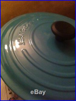 Le Creuset Turquoise Blue 7-1/4 Qt (6.7 L) #28 Round Dutch Oven Cast Iron Rare