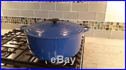 Le Creuset VERY LARGE 13.25 QT Dutch Oven, Blue, Cast Iron & Enamel, Round CLEAN