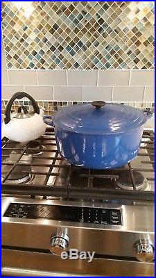 Le Creuset VERY LARGE 13.25 QT Dutch Oven, Blue, Cast Iron & Enamel, Round CLEAN