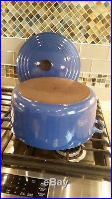 Le Creuset VERY LARGE 13.25 QT Dutch Oven, Blue, Cast Iron & Enamel, Round CLEAN