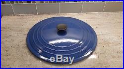 Le Creuset VERY LARGE 13.25 QT Dutch Oven, Blue, Cast Iron & Enamel, Round CLEAN