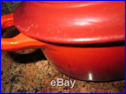 Le Creuset Vintage Cast Iron Red Oval Dutch Oven #23 2.75 Qts &stoneware Cocotte