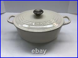 Le Creuset White Dutch Oven Oval #25 3.5 Quart Good Condition Made In France