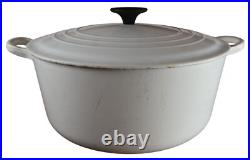 Le Creuset White Enameled Cast Iron Dutch Oven 5.5 Qt with Lid Classic Cookware