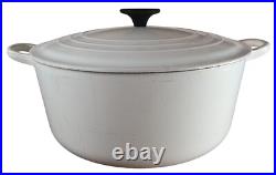 Le Creuset White Enameled Cast Iron Dutch Oven 5.5 Qt with Lid Classic Cookware