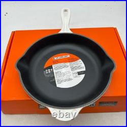 Le Creuset White Enameled Cast Iron Skillet 9 Inch With Box