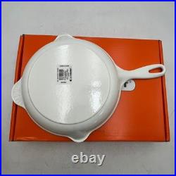 Le Creuset White Enameled Cast Iron Skillet 9 Inch With Box