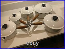 Le Creuset White Saucepan Set 5 Pans RARE Cast Iron Casserole 14 16 18 20 22