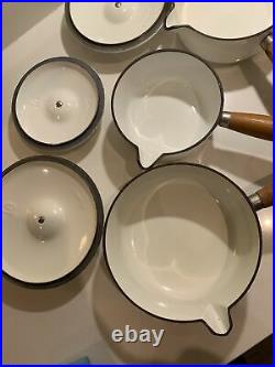 Le Creuset White Saucepan Set 5 Pans RARE Cast Iron Casserole 14 16 18 20 22