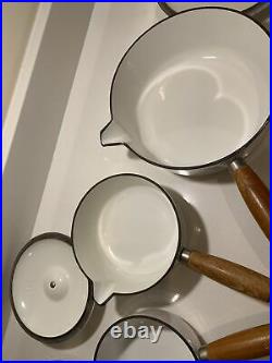 Le Creuset White Saucepan Set 5 Pans RARE Cast Iron Casserole 14 16 18 20 22