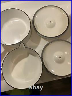 Le Creuset White Saucepan Set 5 Pans RARE Cast Iron Casserole 14 16 18 20 22