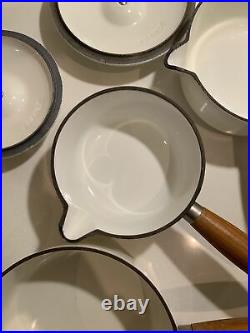 Le Creuset White Saucepan Set 5 Pans RARE Cast Iron Casserole 14 16 18 20 22