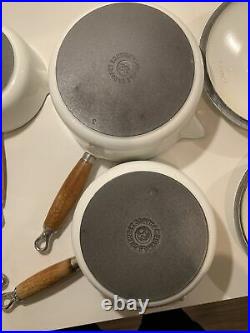 Le Creuset White Saucepan Set 5 Pans RARE Cast Iron Casserole 14 16 18 20 22
