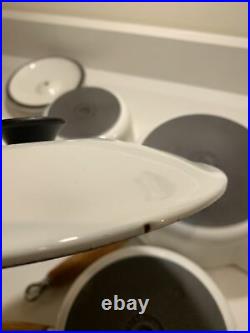 Le Creuset White Saucepan Set 5 Pans RARE Cast Iron Casserole 14 16 18 20 22
