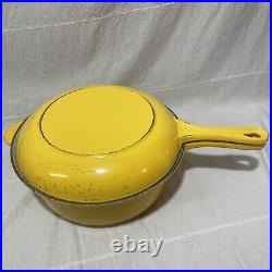 Le Creuset Yellow #26 Vintage Cast Iron Skillet Dutch oven Combo / Very used/