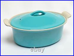 Le Creuset vintage #22 Turquoise/Aqua Enameled cast iron Baking dish & Lid RARE