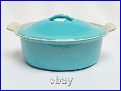 Le Creuset vintage #22 Turquoise/Aqua Enameled cast iron Baking dish & Lid RARE
