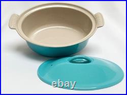 Le Creuset vintage #22 Turquoise/Aqua Enameled cast iron Baking dish & Lid RARE